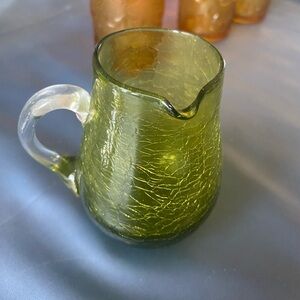 Green Crackle Glass creamer
